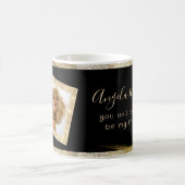 Benutzerdefinierte Foto- und Text-Schwarz-Gold-Gli Kaffeetasse (Mittel)