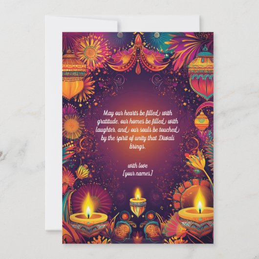 Benutzerdefinierte Foto- und Textdiwali-Karte Einladung (Rückseite)