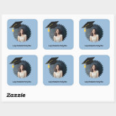 Benutzerdefinierte Foto- und Textgraduierungsoberg Quadratischer Aufkleber (Blatt)