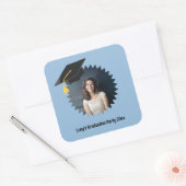 Benutzerdefinierte Foto- und Textgraduierungsoberg Quadratischer Aufkleber (Umschlag)