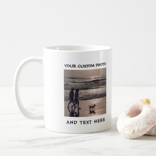 Benutzerdefinierte Foto- und TextTasse Kaffeetasse (Mit Donut)
