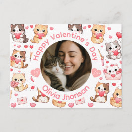 Benutzerdefinierte Foto Valentinstag Katzenliebhab Postkarte