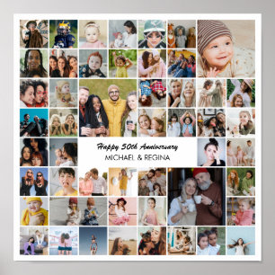 Benutzerdefinierte Fotocollage 50 Bilder 50. Jubil Poster