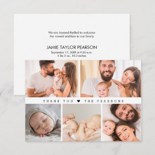 Benutzerdefinierte Fotocollage Baby-Geburtsanzeige Dankeskarte