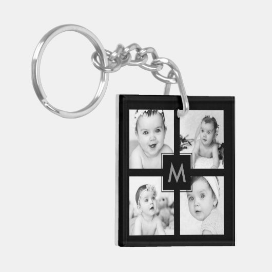 Benutzerdefinierte FotoCollage Erstschwarze 8 Bild Schlüsselanhänger (Vorderseite links)