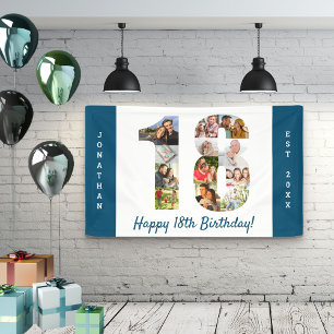 Benutzerdefinierte Fotocollage für die 18. Geburts Banner