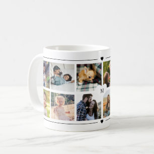 Benutzerdefinierte Fotocollage Herz monogrammiert Kaffeetasse