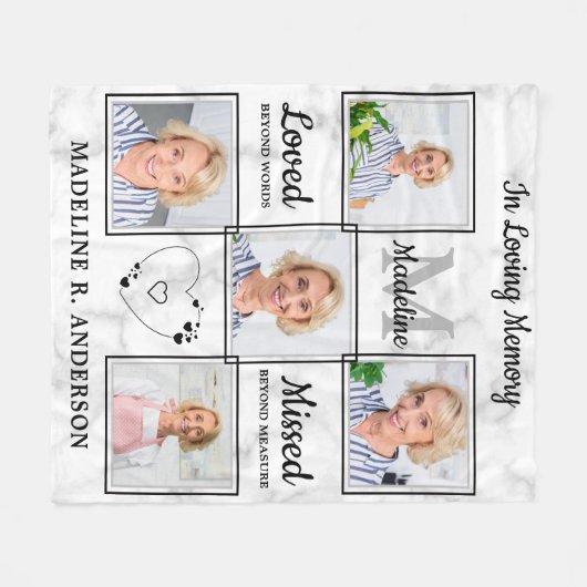 Benutzerdefinierte FotoCollage in Love Memory Memo Fleecedecke (Vorderseite (Horizontal))
