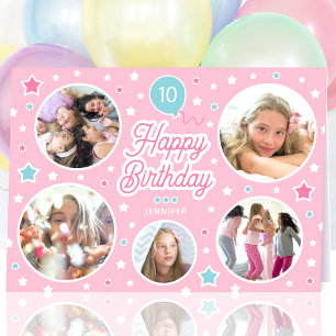Benutzerdefinierte Fotocollage Mädchen Geburtstag Karte