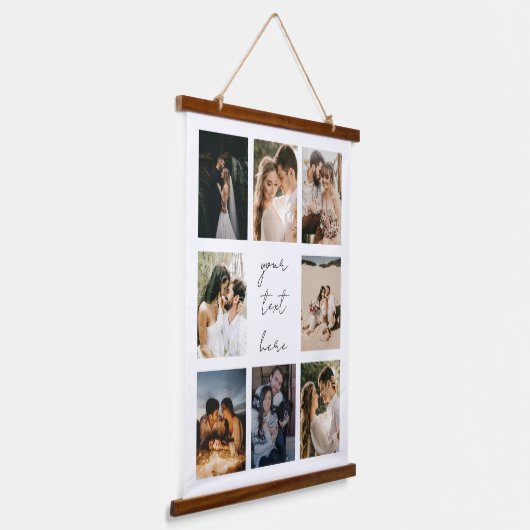 Benutzerdefinierte Fotocollage Personalisiertes Bi Wandteppich Mit Holzrahmen (Gewinkelt)