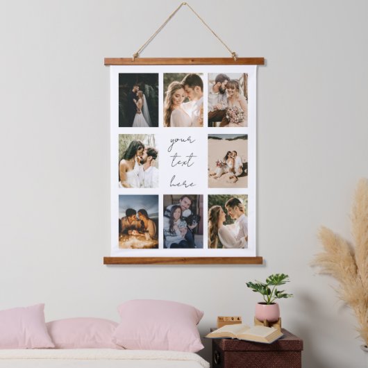 Benutzerdefinierte Fotocollage Personalisiertes Bi Wandteppich Mit Holzrahmen (Schlafzimmer)