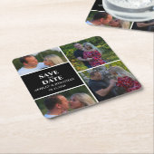 Benutzerdefinierte FotoCollage Save the Date Rechteckiger Pappuntersetzer (angewinkelt)