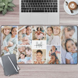 Benutzerdefinierte FotoCollage Schreibtischunterlage<br><div class="desc">Personalisierter Anfangsname Monogram Foto Collage Desk Mat. Fügen Sie Ihrem Arbeitsbereich eine persönliche und stilvolle Touch mit dieser benutzerdefinierten Schreibtischmatte hinzu, die sich als Bürozubehör oder als extra großes Mauspad für Ihre Arbeit von Zuhause eignet. Das Design weist einen grauen Monogramm-Buchstaben auf, dessen Name in einem schwarzen Skript angezeigt wird,...</div>