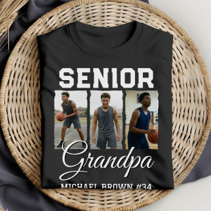 Benutzerdefinierte Fotocollage Senior Grandpa Bask T-Shirt