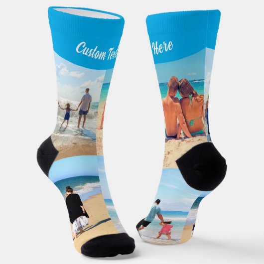 Benutzerdefinierte Fotocollage-Socken mit Text Ihr Socken (Gewinkelt)
