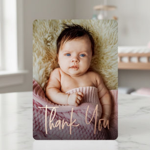 Benutzerdefinierte Fotohandlettering-Baby-Party Ro Folien Feiertagskarte