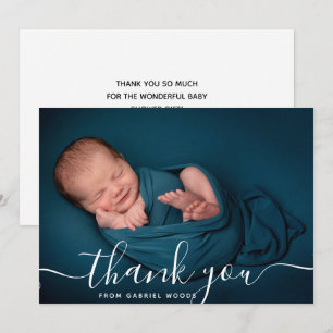 Benutzerdefinierte Fotokalligrafie Baby Tank Danke Ankündigung