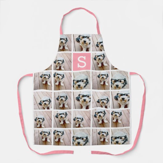 Benutzerdefinierte Fotomaterial mit 8 Fotos rosa M Schürze (Vorderseite)