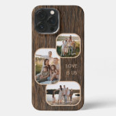 Benutzerdefinierte Fotos auf dunkelbraunem Holzkor iPhone Hülle (Rückseite)
