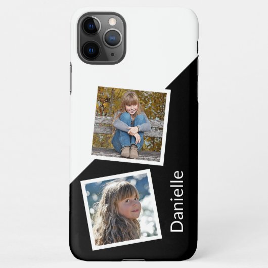 Benutzerdefinierte Fotos auf geometrisch Schwarz u iPhone Hülle (Rückseite)