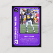 Benutzerdefinierte Fotos für Lila Fußballkarten Telefonnummerkarte (Vorderseite)