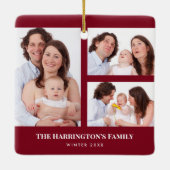 Benutzerdefinierte Fotos mit 3 Abschnitten Collage Keramikornament (Rückseite)