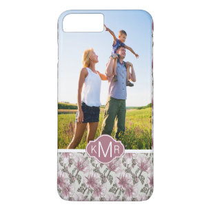 Benutzerdefinierte Fotos und Monogramm Rosa Hibisk Case-Mate iPhone Hülle