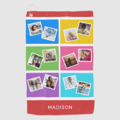 Benutzerdefinierte Fotos und Name farbig Golfhandtuch (Vorderseite)