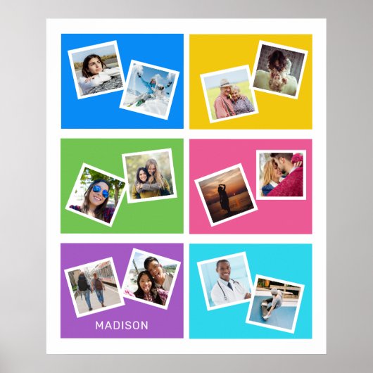 Benutzerdefinierte Fotos und Name farbig Poster (Vorne)