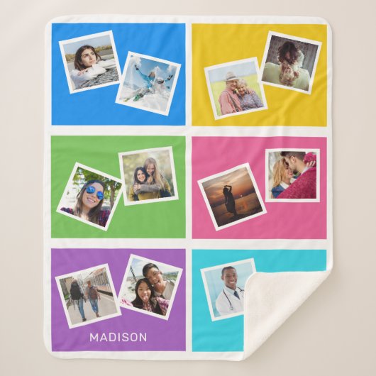 Benutzerdefinierte Fotos und Name farbig Sherpadecke (Vorderseite)