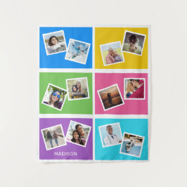 Benutzerdefinierte Fotos und Name farbig Wandteppich