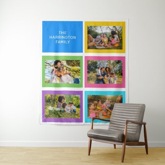 Benutzerdefinierte Fotos und Name farbig Wandteppich (Beispiel)