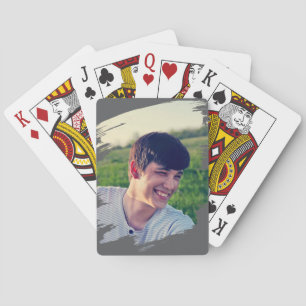 Benutzerdefinierte Fotovorlage auf dunkelgrauen Po Spielkarten