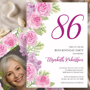 Benutzerdefinierte Fotovorlage mit rosa Rosen zum  Einladung