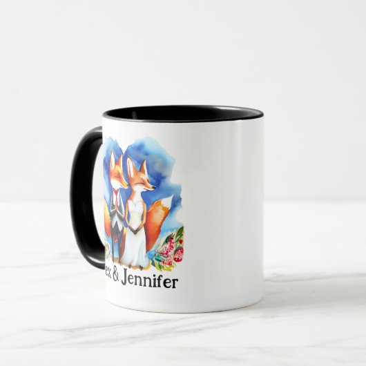 Benutzerdefinierte Fox-Doppelnamen Personalisiert Tasse (Vorderseite Links)