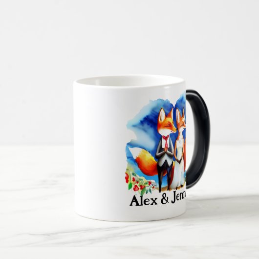 Benutzerdefinierte Fox-Doppelnamen Personalisiert Verwandlungstasse (VorderseiteRechts)