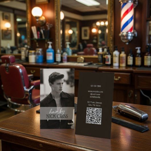 Benutzerdefinierte Friseur-Kontaktkarte mit QR-Cod Visitenkarte