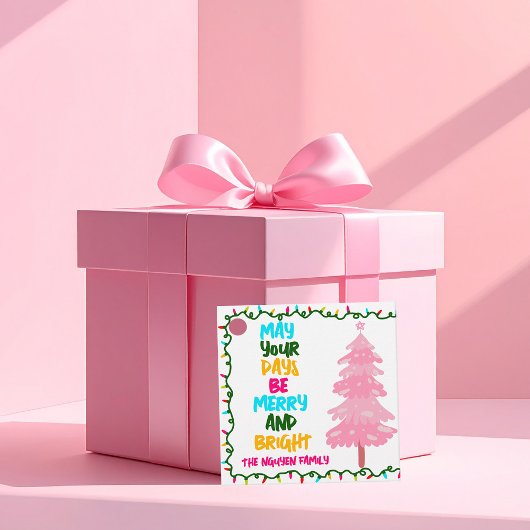Benutzerdefinierte Frohe und Helle Pink Weihnachts Geschenkanhänger