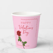 Benutzerdefinierte Frohe Valentinstag-Rose Pappbecher (Vorderseite)