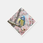 Benutzerdefinierte Frühlingsfeier Blaumeise auf Ki Serviette (Ecke)