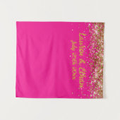 Benutzerdefinierte Fuchsia & Gold Glitter Hochzeit Wandteppich (Vorderseite (Horizontal))