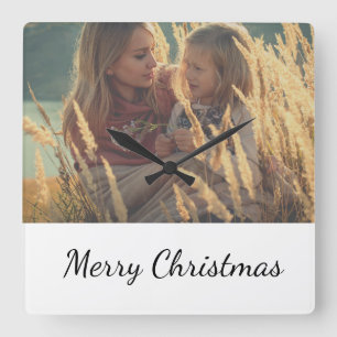 benutzerdefinierte fügen Sie Ihr Foto WeihnachtsWe Quadratische Wanduhr