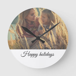 benutzerdefinierte fügen Sie Ihr Foto WeihnachtsWe Runde Wanduhr