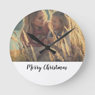 benutzerdefinierte fügen Sie Ihr Foto WeihnachtsWe Runde Wanduhr