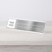 Benutzerdefinierte Führungskraft Silver Beruflich Schreibtischnamensplakette (Vorderseite )