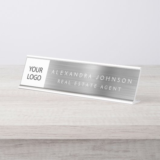 Benutzerdefinierte Führungskraft Silver Beruflich Schreibtischnamensplakette (Vorderseite )