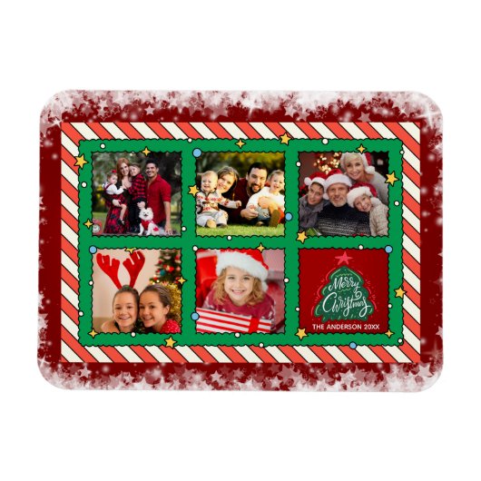 Benutzerdefinierte fünf-Foto-Weihnachts- Magnet (Horizontal)