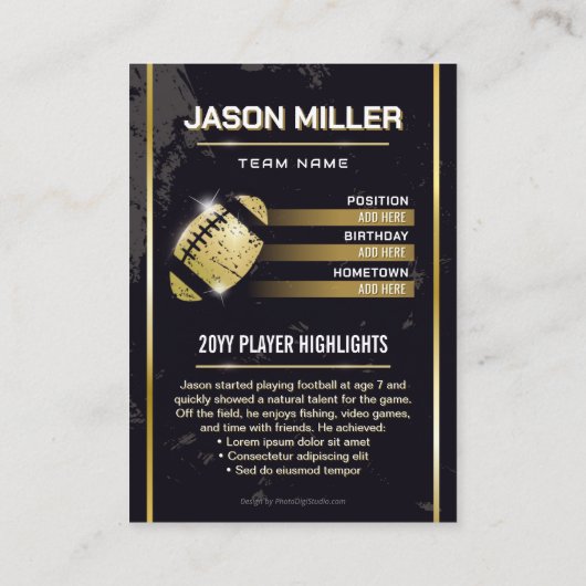 Benutzerdefinierte Fußballkarte, Gold-Player-Karte Telefonnummerkarte (Rückseite)
