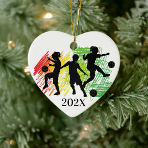 Benutzerdefinierte Fußballspieler-Kinder-Weihnacht Keramik Ornament