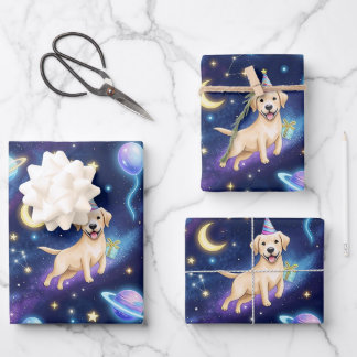 benutzerdefinierte Galaxy Labrador Retriever Gebur Geschenkpapier Set